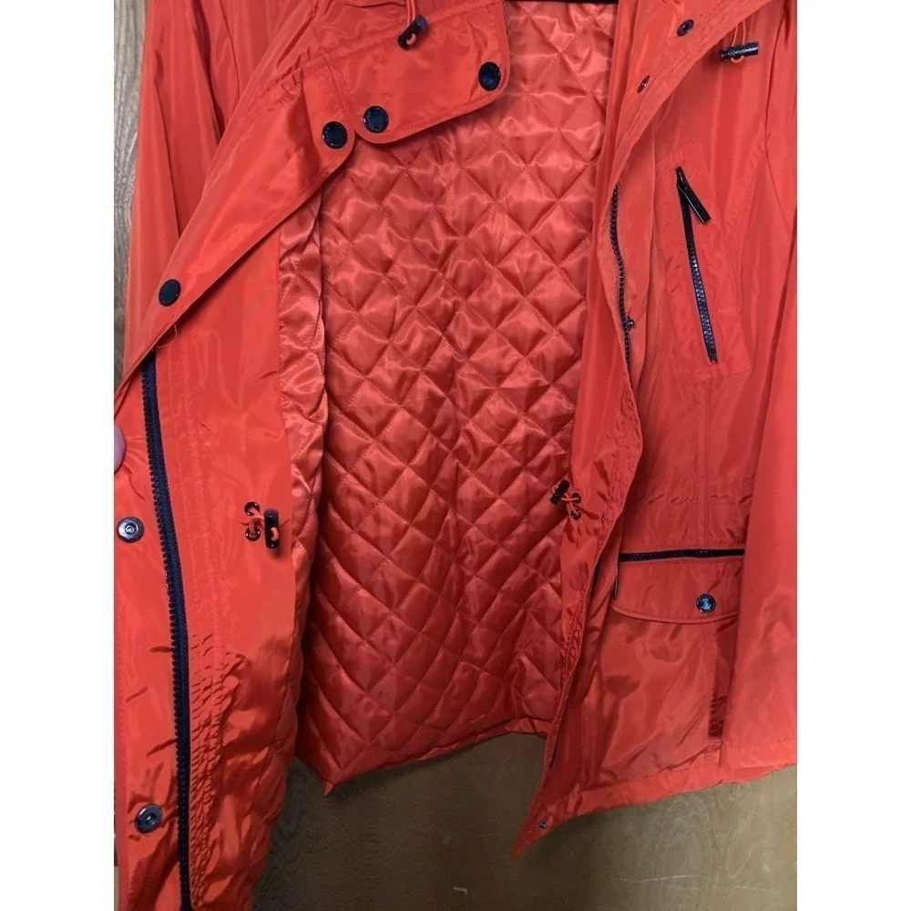 Michael Kors Red Utility Jacket Size XL Zip Pockets Zip-up Quilted Inside